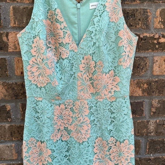 Dress the Population Aurora Lace Midi Dress Green Wedding Guest XS Cocktail - Picture 4 of 6